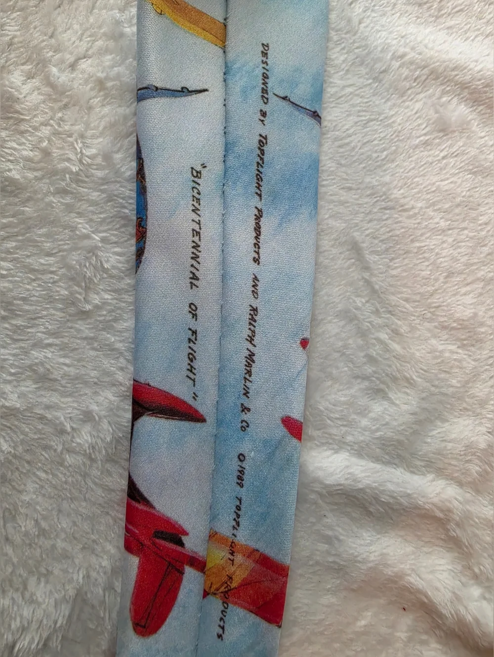 Vintage Ralph Marlin Vintage Airplane Silk Tie Blue Sky USA Aviation Necktie